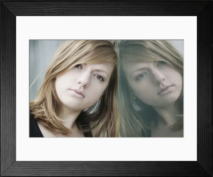 Framed Print : Portrait of young woman reflected in a window Framed Print : Portrait of young woman reflected in a window