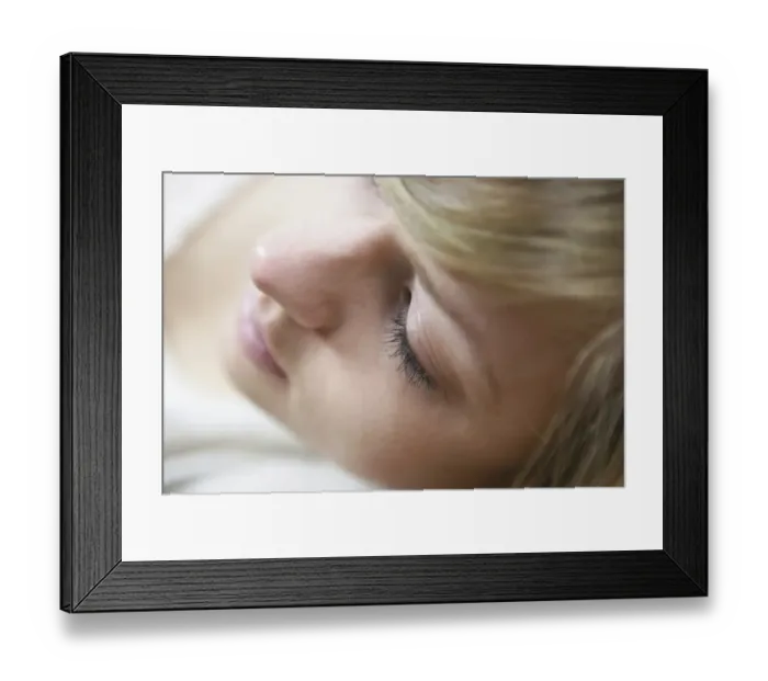 Framed Print : Young woman with long hair, close-up, portrait Framed Print : Young woman with long hair, close-up, portrait