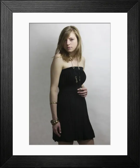 Framed Print : Fashion, young woman with dress and necklace Framed Print : Fashion, young woman with dress and necklace