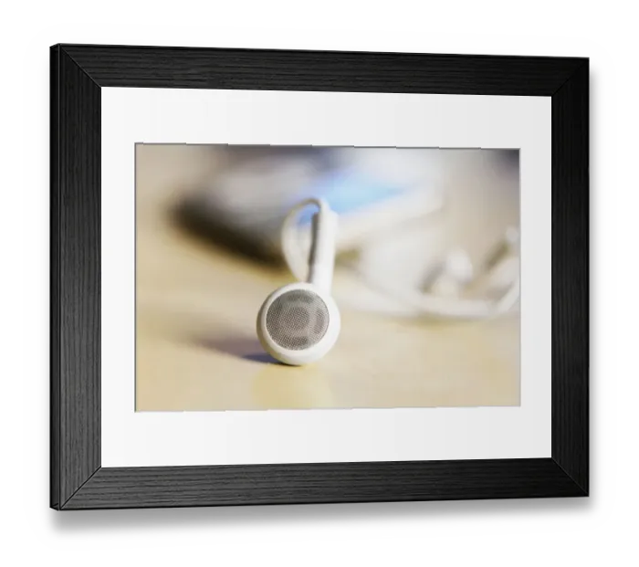 Framed Print : MP3 player, headphones Framed Print : MP3 player, headphones