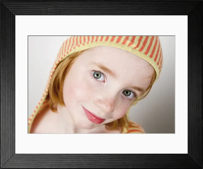 Framed Print : Girl, child, red hair, hooded shirt, portrait