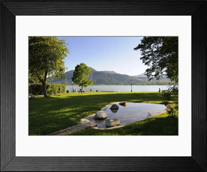 Framed Print : Small park on the lakeside promenade, Tegernsee lake, Upper Bavaria, Bavaria, Germany, Europe Framed Print : Small park on the lakeside promenade, Tegernsee lake, Upper Bavaria, Bavaria, Germany, Europe
