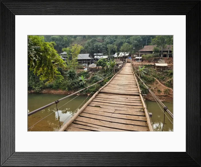 Framed Print : Suspension bridge leading to a village, Mai Chau valley, Northern Vietnam, Vietnam, Asia Framed Print : Suspension bridge leading to a village, Mai Chau valley, Northern Vietnam, Vietnam, Asia