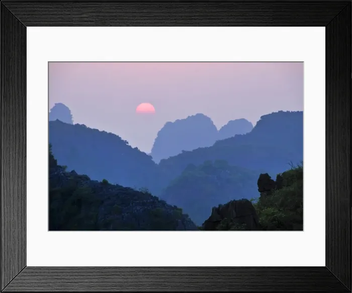 Framed Print : Sunset in the dry Halong Bay, Ninh Binh area, Vietnam, Southeast Asia Framed Print : Sunset in the dry Halong Bay, Ninh Binh area, Vietnam, Southeast Asia