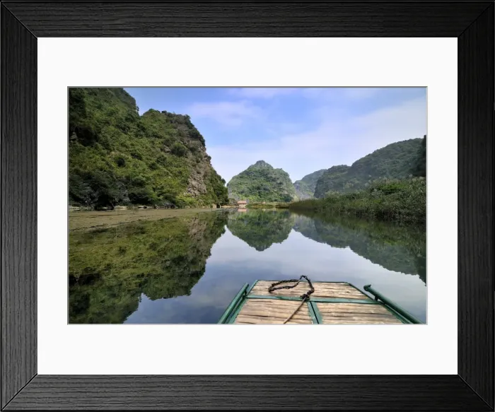 Framed Print : Near Ninh Binh, on the way along the river to the caves of Trung Anh, dry Halong Bay, Vietnam, Southeast Asia