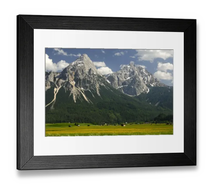 Framed Print : Mt. Ehrwalder Sonnenspitze and Mt. Gruenstein, Ehrwald, Mieminger Kette range, Tyrol, Austria, Europe