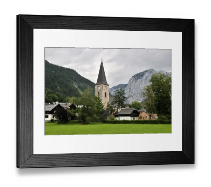 Framed Print : Church of Altaussee in the Fischerndorf quarter, Ausseerland, Salzkammergut, Styria, Austria, Europe