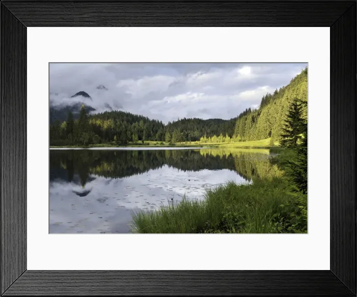 Framed Print : Spechtensee, reflections of forested hills in the water, landscape between Tauplitz and Liezen, Salzkammergut, Styria, Austria, Europe Framed Print : Spechtensee, reflections of forested hills in the water, landscape between Tauplitz and Liezen, Salzkammergut, Styria, Austria, Europe
