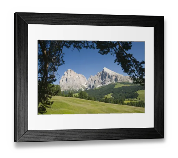 Framed Print : Plattkofel and Langkofel mountains, Seiser Alm, South Tyrol, Italy, Europe