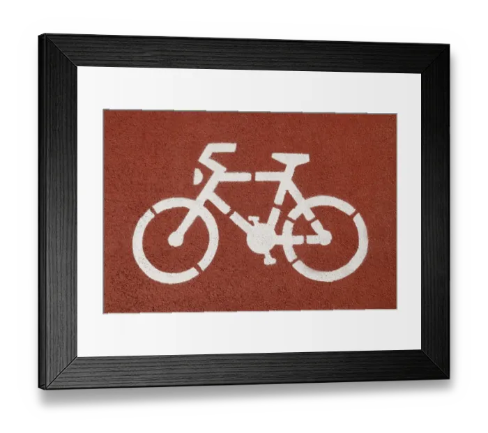 Framed Print : Cycle lane, pictogram Framed Print : Cycle lane, pictogram