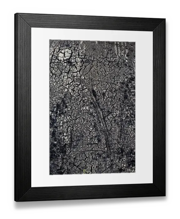 Framed Print : Rotted tar coating on a drum
