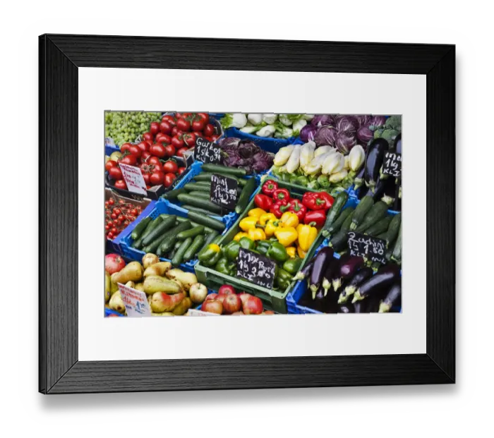 Framed Print : Vegetable stall at the Naschmarkt markets, Vienna, Austria, Europe