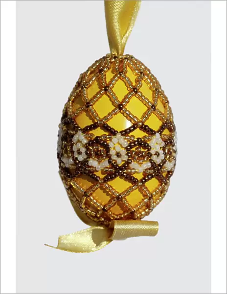 Easter Egg decorated with beads, folklore, traditional Hungarian