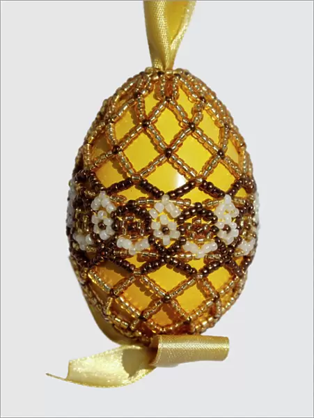 Easter Egg decorated with beads, folklore, traditional Hungarian