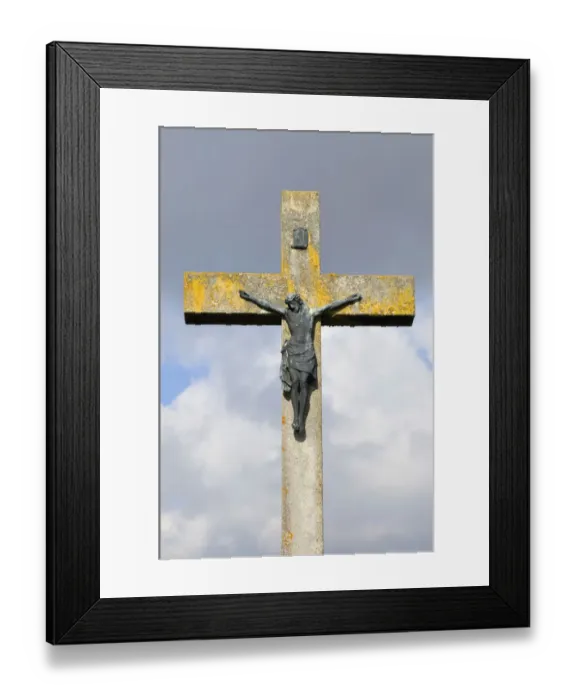 Framed Print : Field cross with a figure of Christ, Swabian Alb, Baden-Wuerttemberg, Germany, Europe Framed Print : Field cross with a figure of Christ, Swabian Alb, Baden-Wuerttemberg, Germany, Europe