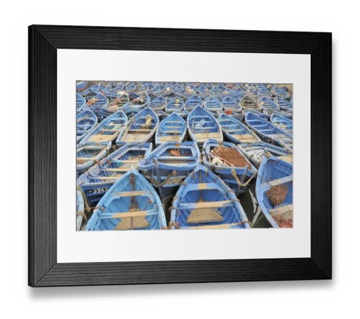 Framed Print : Blue fishing boats, Essaouria, Morocco, Africa Framed Print : Blue fishing boats, Essaouria, Morocco, Africa