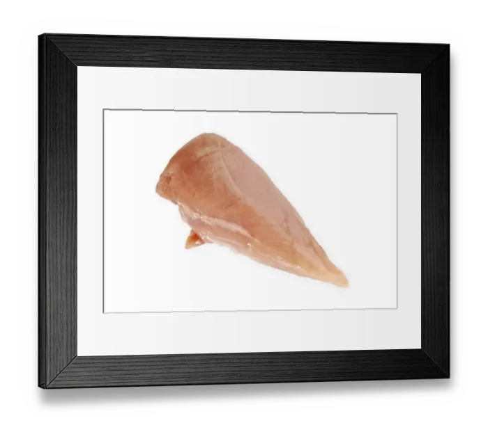Framed Print : Slice of a raw turkey breast