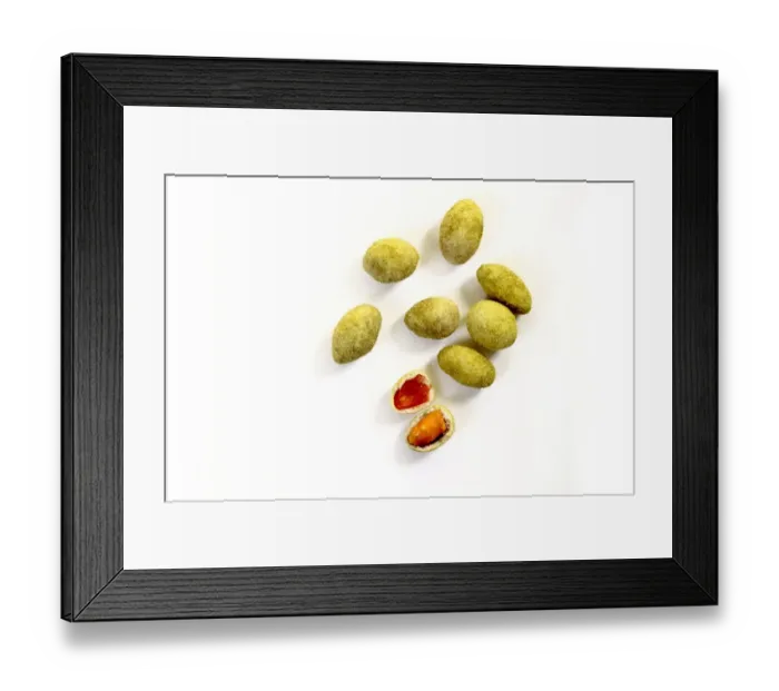 Framed Print : Peanuts in a Wasabi flavoured coating Framed Print : Peanuts in a Wasabi flavoured coating
