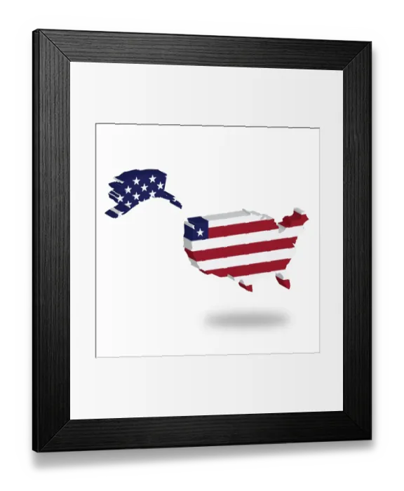 Framed Print : Shape and national flag of the United States of America, USA, levitating, 3D computer graphics Framed Print : Shape and national flag of the United States of America, USA, levitating, 3D computer graphics