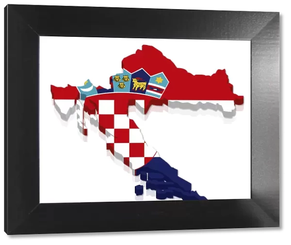 Shape and national flag of Croatia, 3D computer graphics