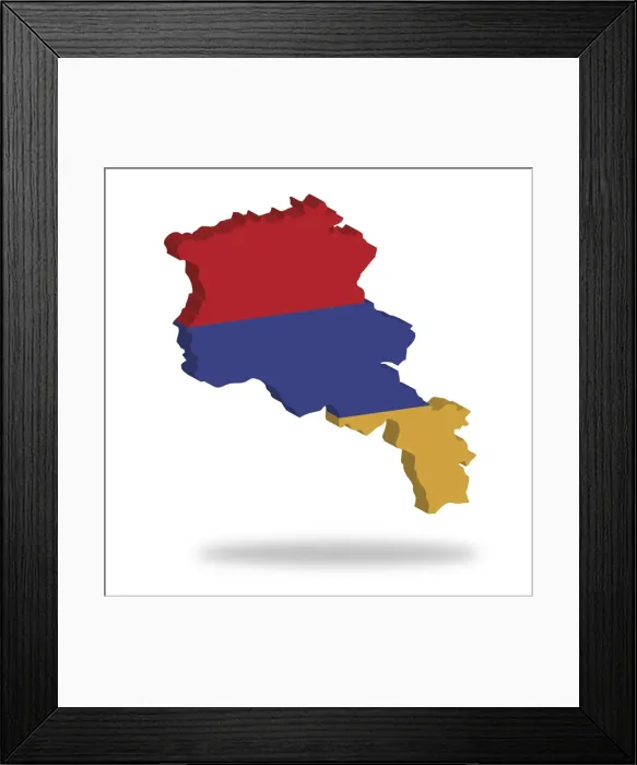 Framed Print : Outline and flag of Armenia, 3D, hovering Framed Print : Outline and flag of Armenia, 3D, hovering
