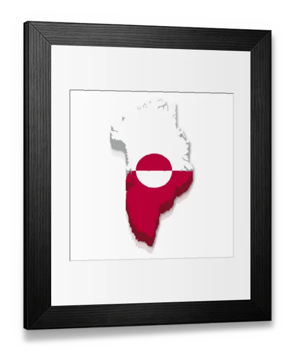 Framed Print : Outline and flag of Greenland, 3D Framed Print : Outline and flag of Greenland, 3D