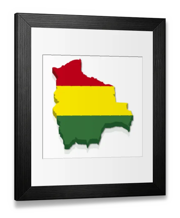 Framed Print : Outline and flag of Bolivia, 3D Framed Print : Outline and flag of Bolivia, 3D