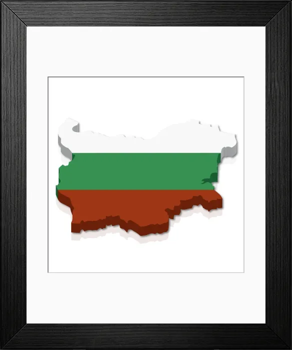 Framed Print : Outline and flag of Bulgaria, 3D Framed Print : Outline and flag of Bulgaria, 3D