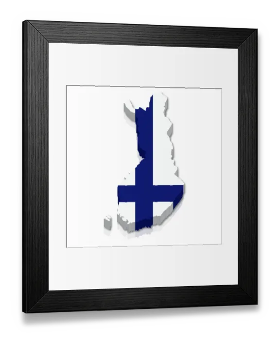 Framed Print : Outline and flag of Finland, 3D Framed Print : Outline and flag of Finland, 3D