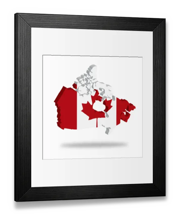 Framed Print : Outline and flag of Canada, 3D, hovering