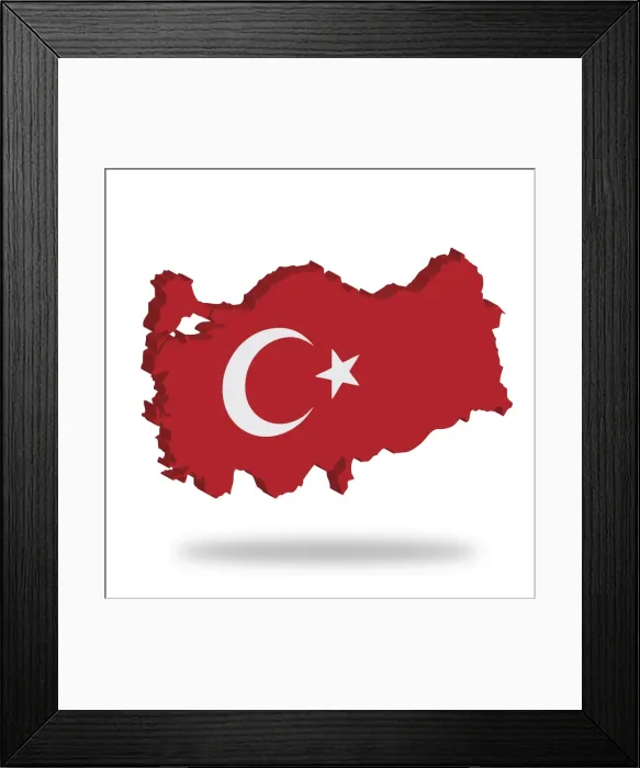 Framed Print : Outline and flag of Turkey, 3D, hovering Framed Print : Outline and flag of Turkey, 3D, hovering