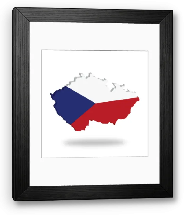 Framed Print : Outline and flag of the Czech Republic, 3D Framed Print : Outline and flag of the Czech Republic, 3D