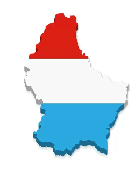 Outline and flag of Luxembourg, 3D