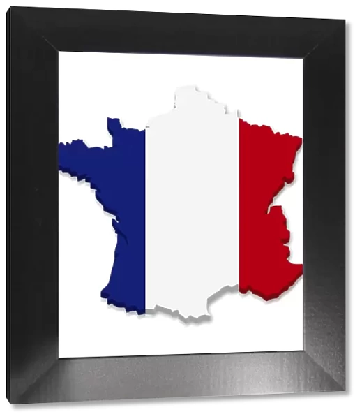 Outline and flag of France, 3D