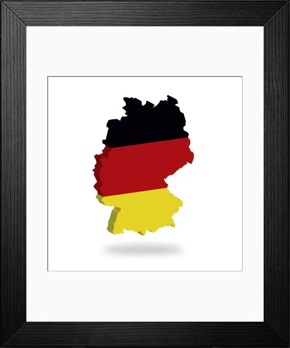 Framed Print : Outline and flag of Germany, 3D, hovering