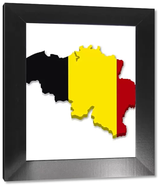 Outline and flag of Belgium, 3D