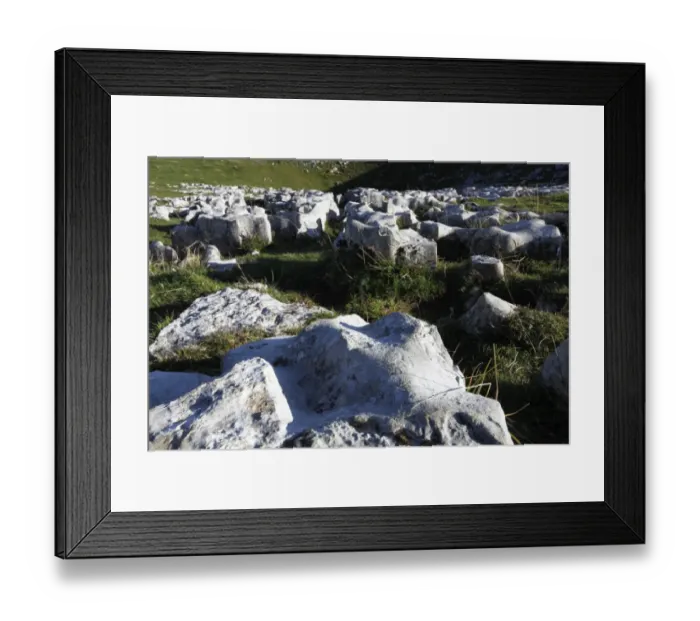 Framed Print : Limestones in the Schrattenkalk with dolina behind it, Creux du Van, Boudry, Canton NeuchAzAtel, Switzerland, Europe Framed Print : Limestones in the Schrattenkalk with dolina behind it, Creux du Van, Boudry, Canton NeuchAzAtel, Switzerland, Europe