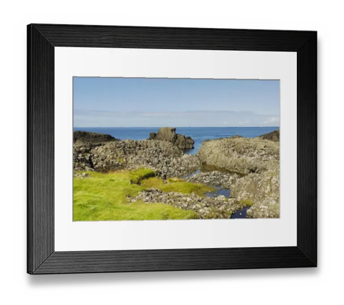 Framed Print : Bog pools in weathered basalt blocks at Northern Irish coast at Ballintoy Harbour, County Antrim, Northern Ireland, United Kingdom, Europe Framed Print : Bog pools in weathered basalt blocks at Northern Irish coast at Ballintoy Harbour, County Antrim, Northern Ireland, United Kingdom, Europe