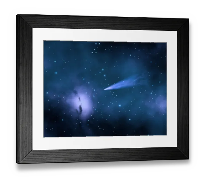Framed Print : Comet and star dust in space, 3D illustration Framed Print : Comet and star dust in space, 3D illustration