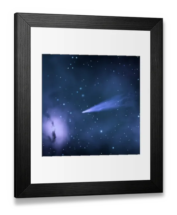 Framed Print : Comet and star dust in space, 3D illustration Framed Print : Comet and star dust in space, 3D illustration