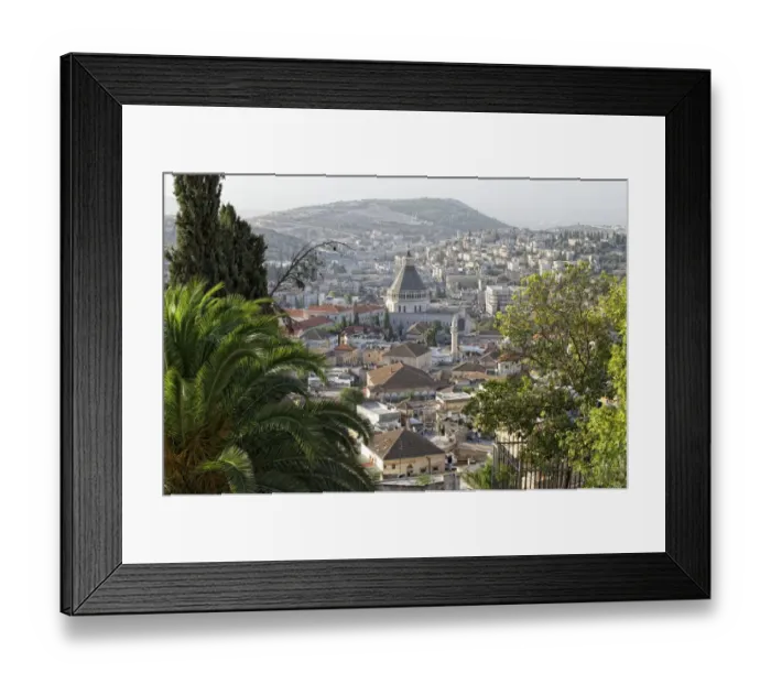 Framed Print : Nazareth, Nazareth, with the Catholic Basilica of the Annunciation, in the North District of Israel in the historical landscape of Galilee, Middle East Framed Print : Nazareth, Nazareth, with the Catholic Basilica of the Annunciation, in the North District of Israel in the historical landscape of Galilee, Middle East