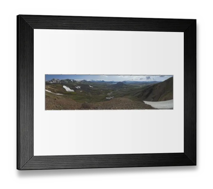 Framed Print : Colorful volcanic landscape with snow fields in front of the Eyjafjallajoekull glacier, Alftavatn lake, Iceland, Europe Framed Print : Colorful volcanic landscape with snow fields in front of the Eyjafjallajoekull glacier, Alftavatn lake, Iceland, Europe