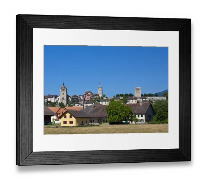 Framed Print : The village of Orbe with the castle and the Eglise Ste Claire, Church of St. Clare, municipality in the district of Jura-North Vaudois, Canton of Vaud, Switzerland, Europe Framed Print : The village of Orbe with the castle and the Eglise Ste Claire, Church of St. Clare, municipality in the district of Jura-North Vaudois, Canton of Vaud, Switzerland, Europe