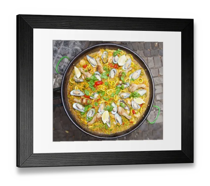 Framed Print : Paella, a Spanish rice dish with seafood and chicken, series, no. 7 Framed Print : Paella, a Spanish rice dish with seafood and chicken, series, no. 7