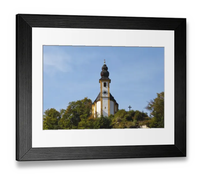 Framed Print : St. Pancras Church in Karlstein near Bad Reichenhall, Berchtesgadener Land district, Upper Bavaria, Germany, Europe