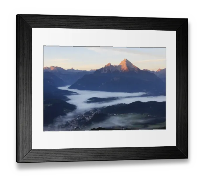 Framed Print : View from Kneifelspitze mountain across Berchtesgaden towards Watzmann mountain, in the morning, Berchtesgaden Alps, Berchtesgaden, Upper Bavaria, Germany, Europe Framed Print : View from Kneifelspitze mountain across Berchtesgaden towards Watzmann mountain, in the morning, Berchtesgaden Alps, Berchtesgaden, Upper Bavaria, Germany, Europe