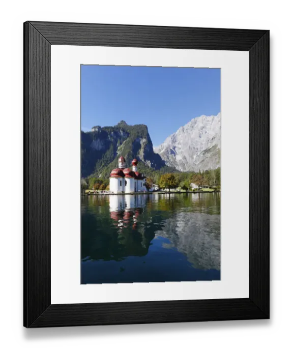 Framed Print : St. Bartholomae pilgrimage church, Lake Koenigssee, Mt. Watzmann, Nationalpark Berchtesgaden national park, Berchtesgadener Land, Upper Bavaria, Bavaria, Germany, Europe Framed Print : St. Bartholomae pilgrimage church, Lake Koenigssee, Mt. Watzmann, Nationalpark Berchtesgaden national park, Berchtesgadener Land, Upper Bavaria, Bavaria, Germany, Europe
