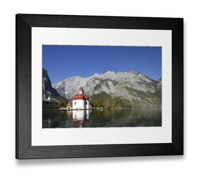 Framed Print : St. Bartholomae pilgrimage church, Lake Koenigssee, Mt. Watzmann, Nationalpark Berchtesgaden national park, Berchtesgadener Land, Upper Bavaria, Bavaria, Germany, Europe Framed Print : St. Bartholomae pilgrimage church, Lake Koenigssee, Mt. Watzmann, Nationalpark Berchtesgaden national park, Berchtesgadener Land, Upper Bavaria, Bavaria, Germany, Europe