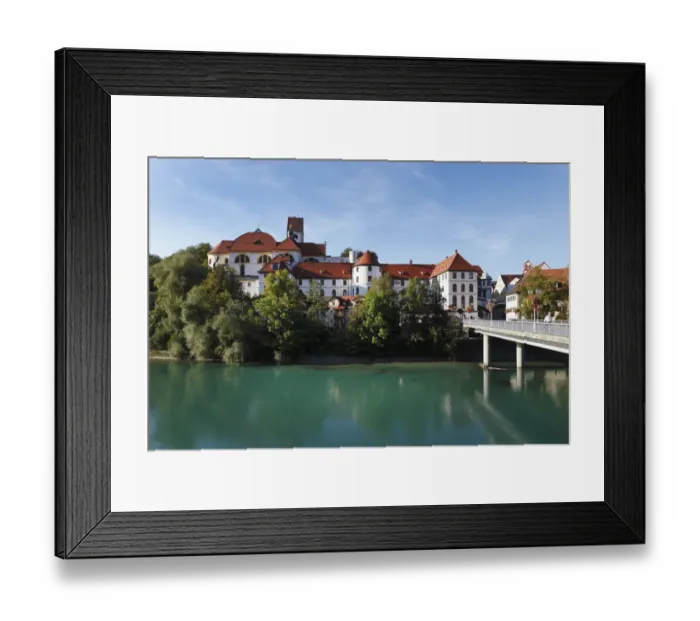 Framed Print : St. Mang Basilica and Lech river, Fussen, Ostallgaeu, Allgaeu, Swabia, Bavaria, Germany, Europe Framed Print : St. Mang Basilica and Lech river, Fussen, Ostallgaeu, Allgaeu, Swabia, Bavaria, Germany, Europe