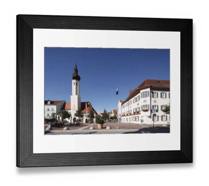 Framed Print : Frauenkircherl Church and City Hall on Schrannenplatz square, Erding, Upper Bavaria, Bavaria, Germany, Europe Framed Print : Frauenkircherl Church and City Hall on Schrannenplatz square, Erding, Upper Bavaria, Bavaria, Germany, Europe